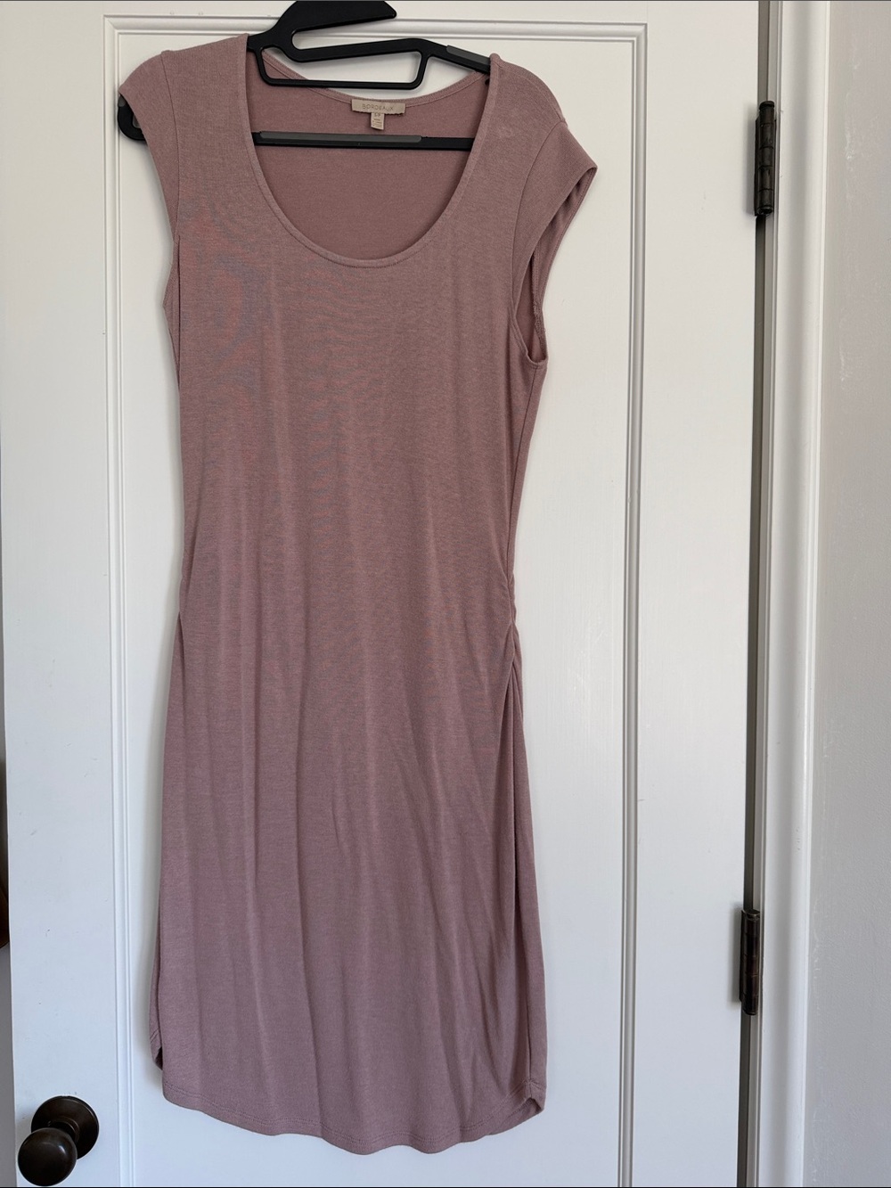 Bordeaux - Scoop Neck Short Sleeve Mauve Sweater Dress - Size S